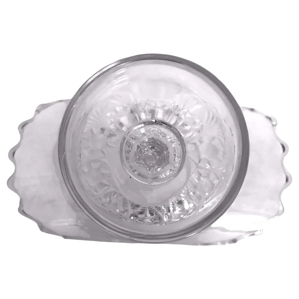 Higbee Charm Rosette & Palms Fruit Banana Stand Pedestal Dish Clear Glass EAPGS